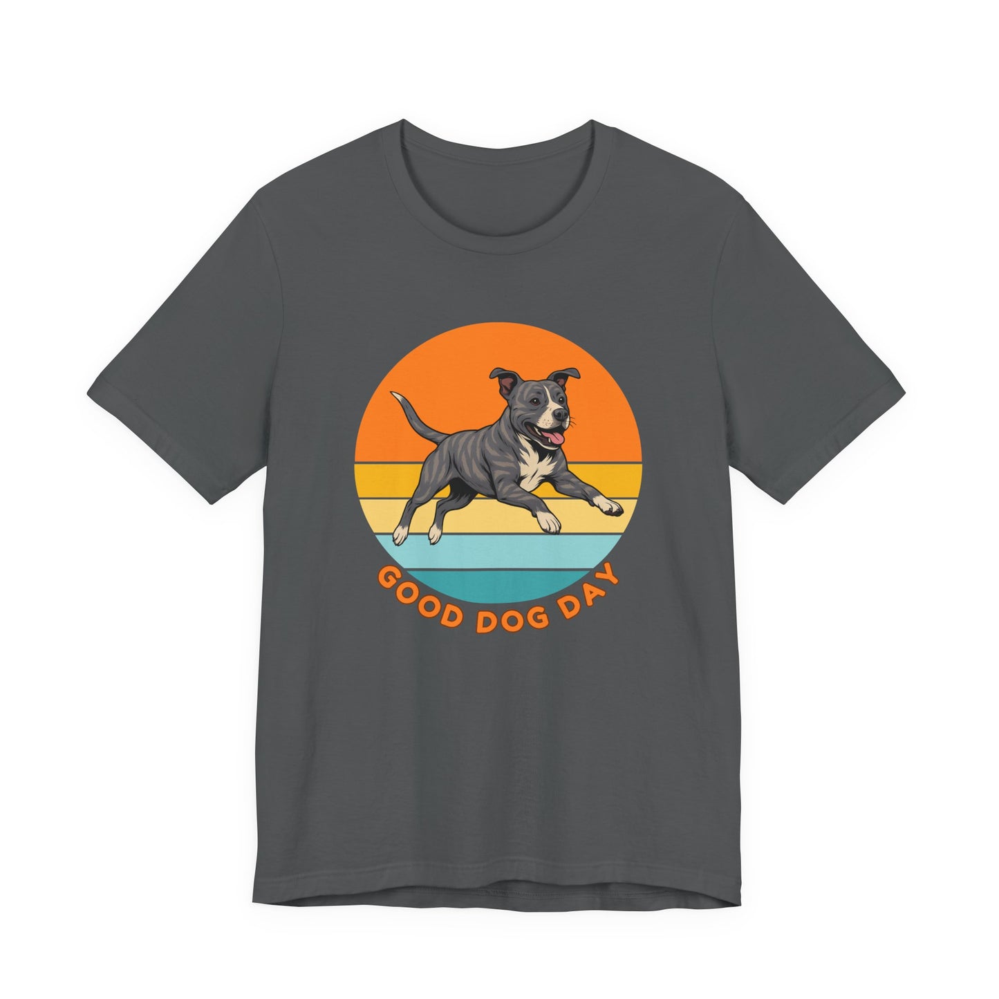 Good Dog Day Pit Bull Shirt – Blue Smoke & Cream – Retro Sunset