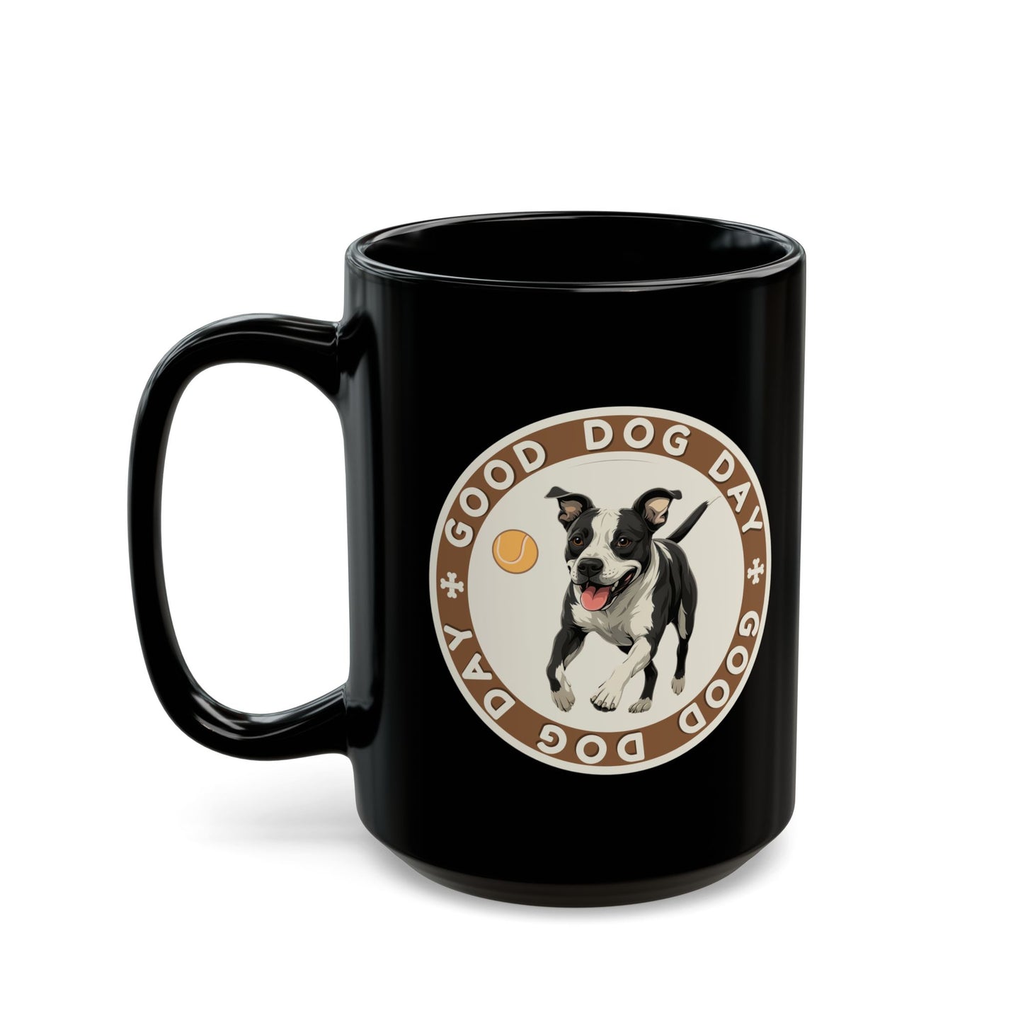 Good Dog Day Pit Bull Black Mug – Sandstone & Terra