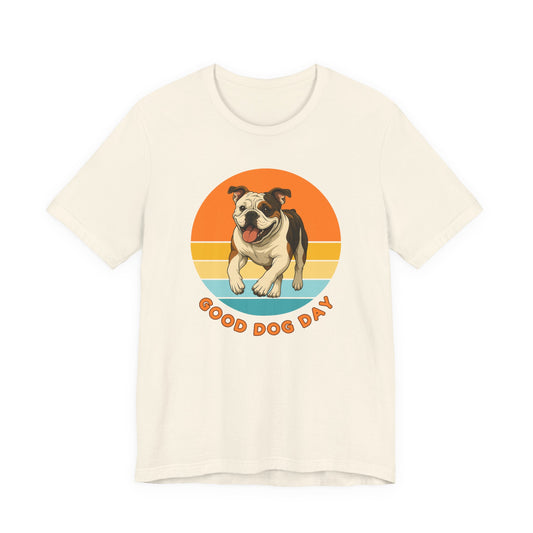 Good Dog Day Bulldog – Saddle & Biscuit – Retro Sunset