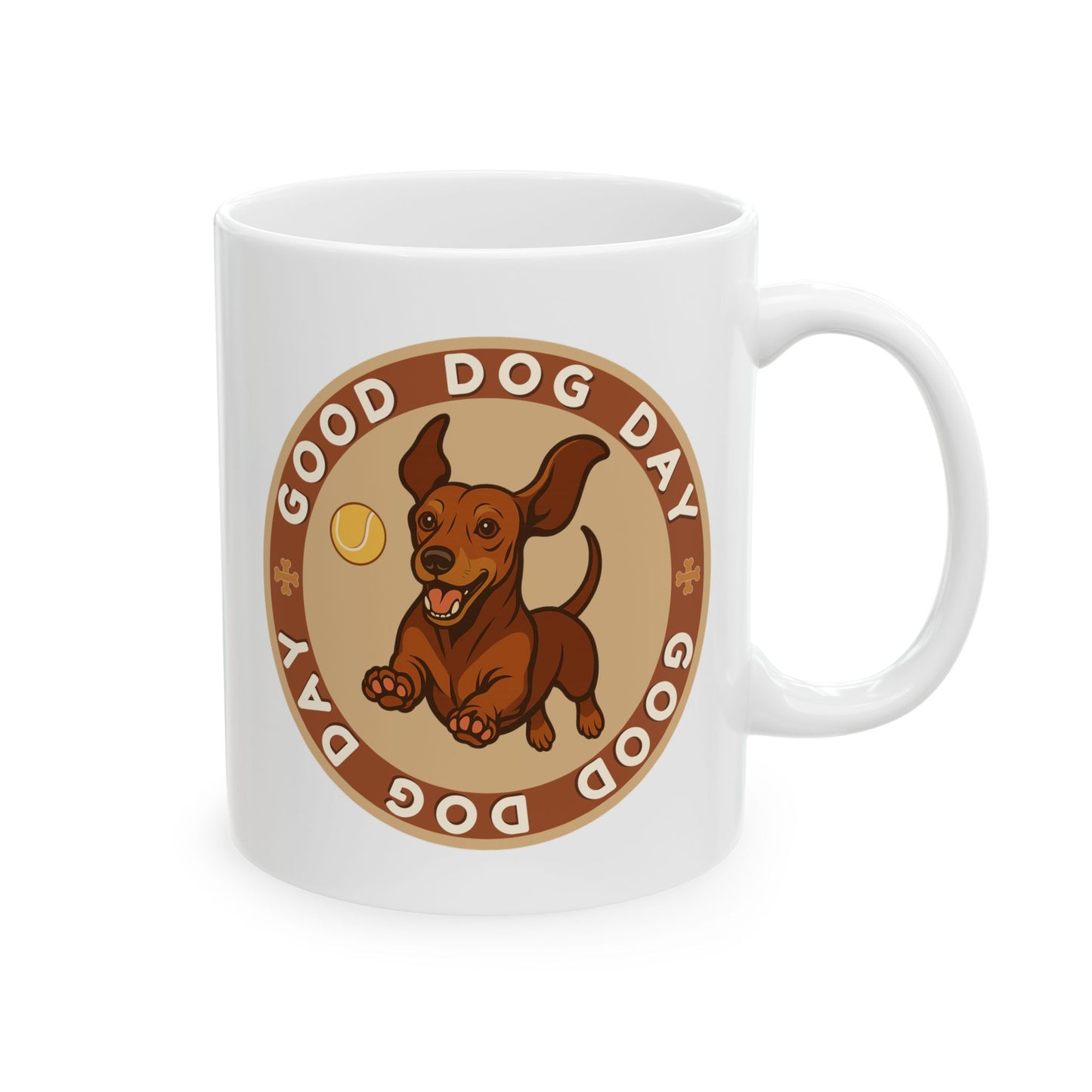 Good Dog Day Dachshund Mug – Deep Brown & Caramel