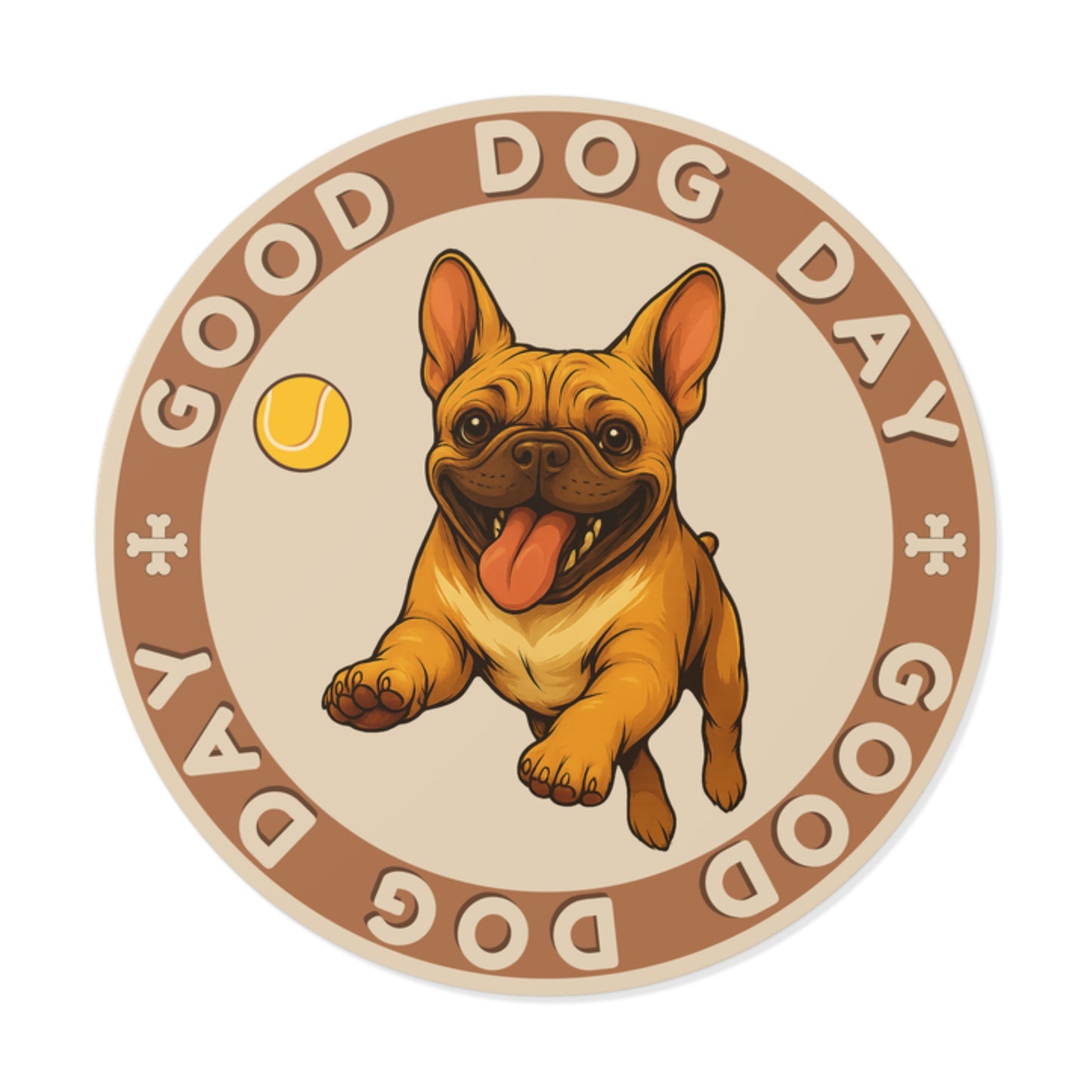 Good Dog Day French Bulldog 2"x2" Sticker – Cream & Clay