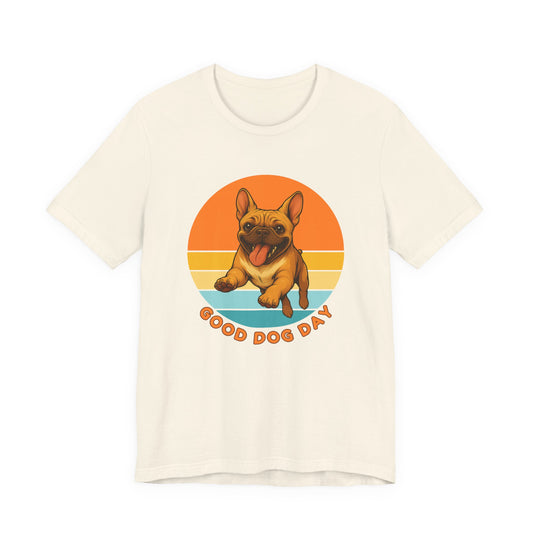 Good Dog Day French Bulldog Shirt – Cream & Clay – Retro Sunset