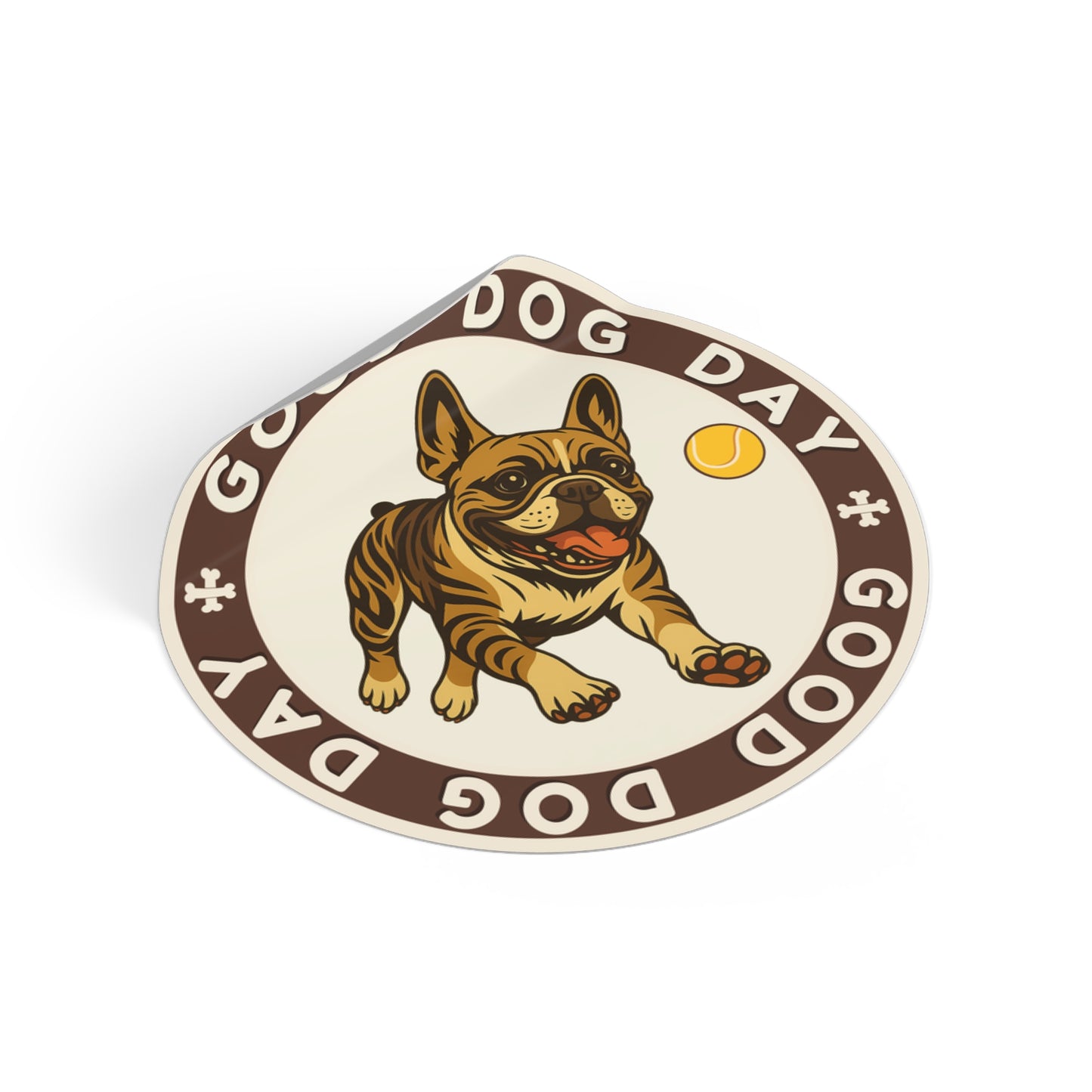 Good Dog Day French Bulldog 2"x2" Sticker– Brown Sugar & Cream