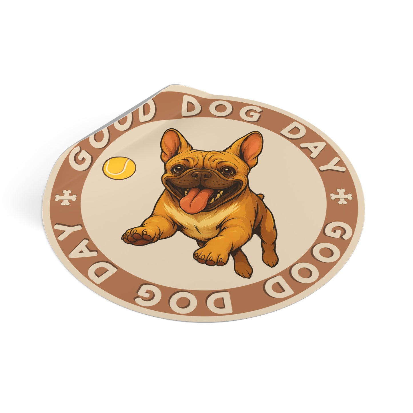 Good Dog Day French Bulldog 3"x3" Sticker – Cream & Clay
