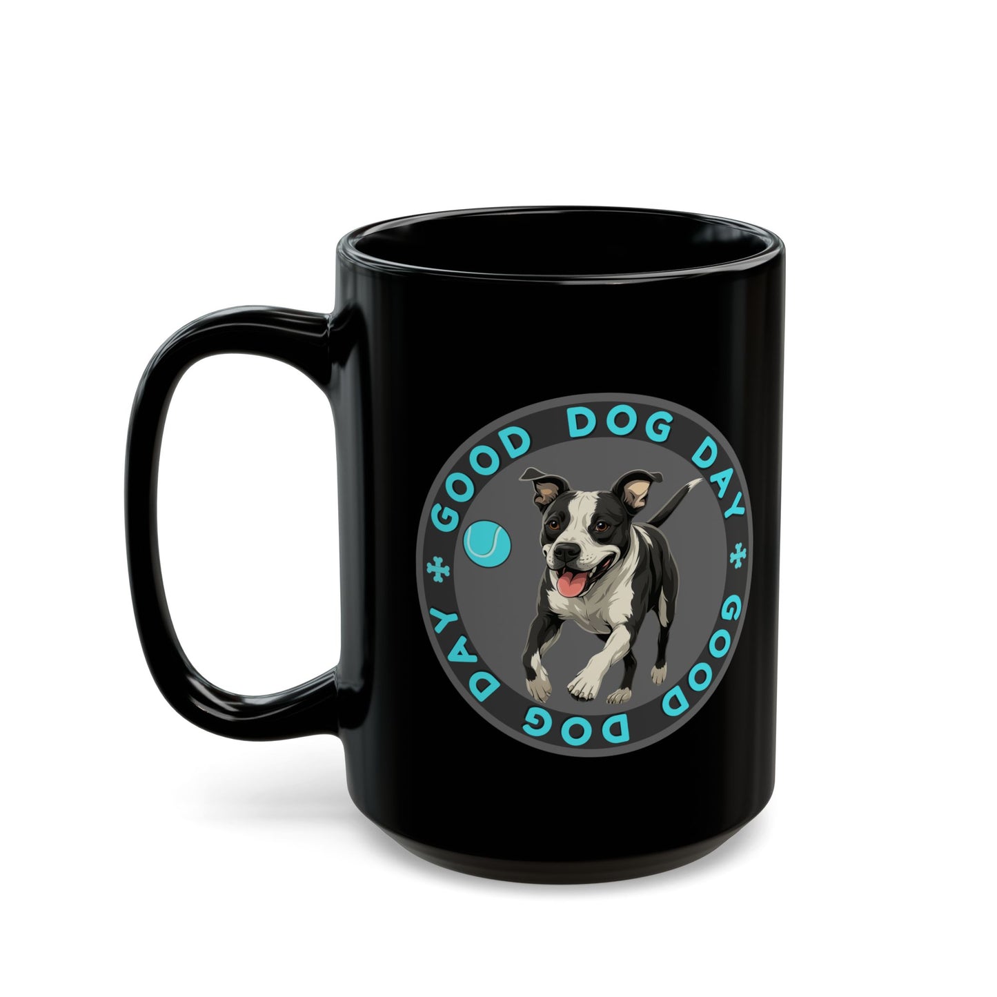 Good Dog Day Pit Bull Black Mug – Dark Mode