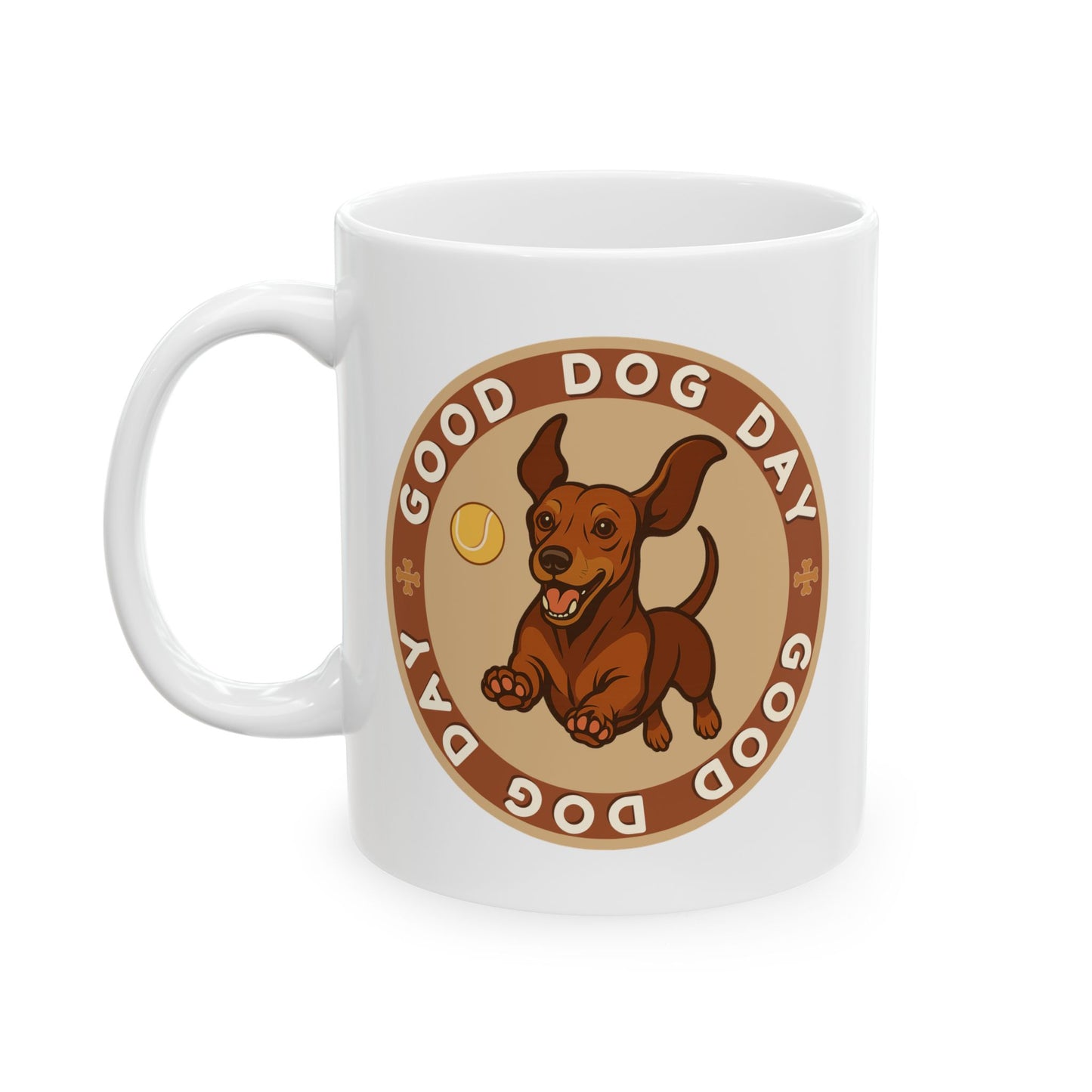 Good Dog Day Dachshund Mug – Deep Brown & Caramel