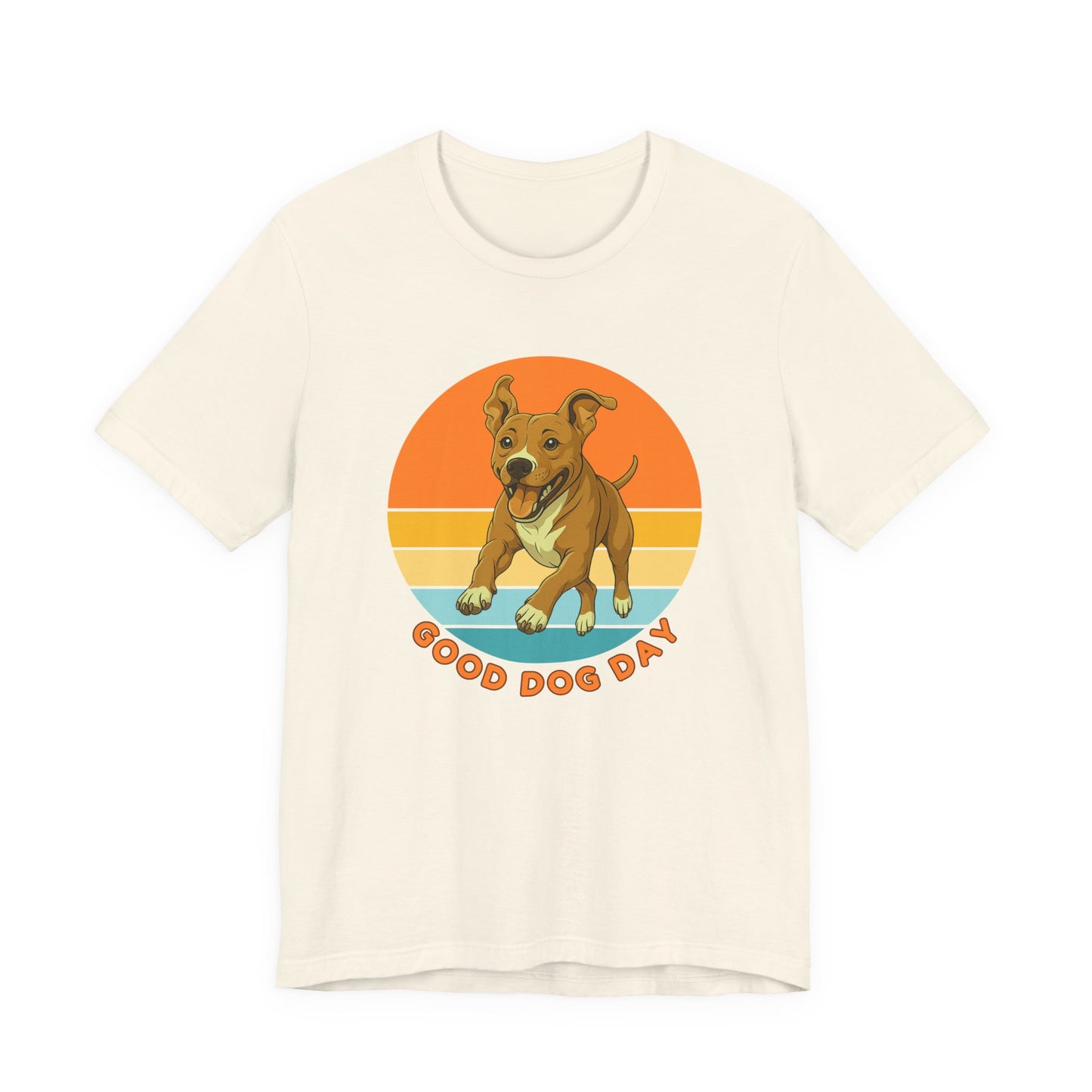 Good Dog Day Pit Bull Shirt – Sandstone & Terra – Retro Sunset