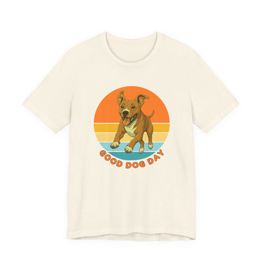 Good Dog Day Pit Bull Shirt – Sandstone & Terra – Retro Sunset