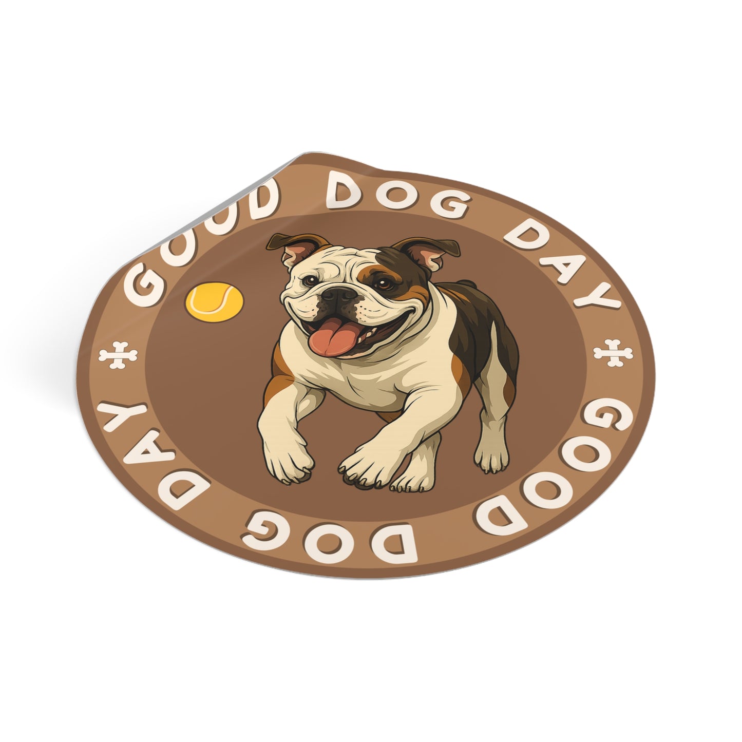 Good Dog Day Bulldog 3"x3" Sticker – Saddle & Biscuit