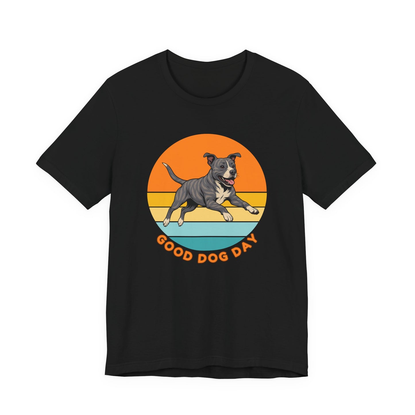 Good Dog Day Pit Bull Shirt – Blue Smoke & Cream – Retro Sunset