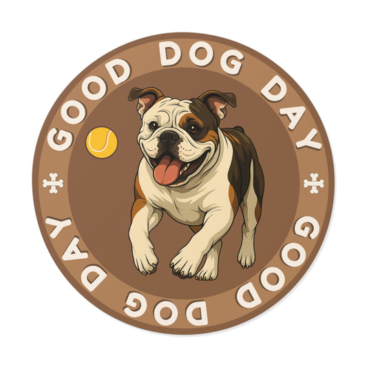 Good Dog Day Bulldog 3"x3" Sticker – Saddle & Biscuit