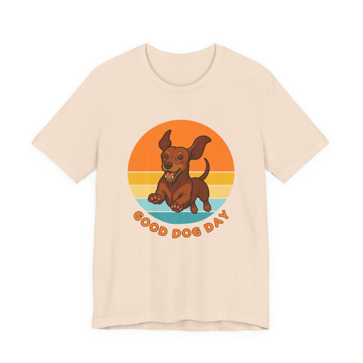 Good Dog Day Dachshund Shirt – Deep Brown & Caramel – Retro Sunset