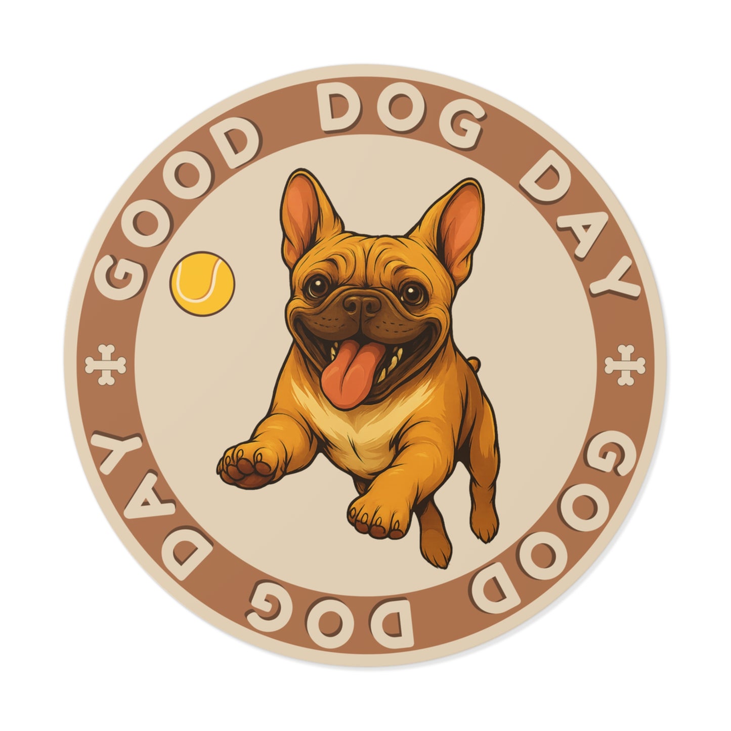 Good Dog Day French Bulldog 3"x3" Sticker – Cream & Clay
