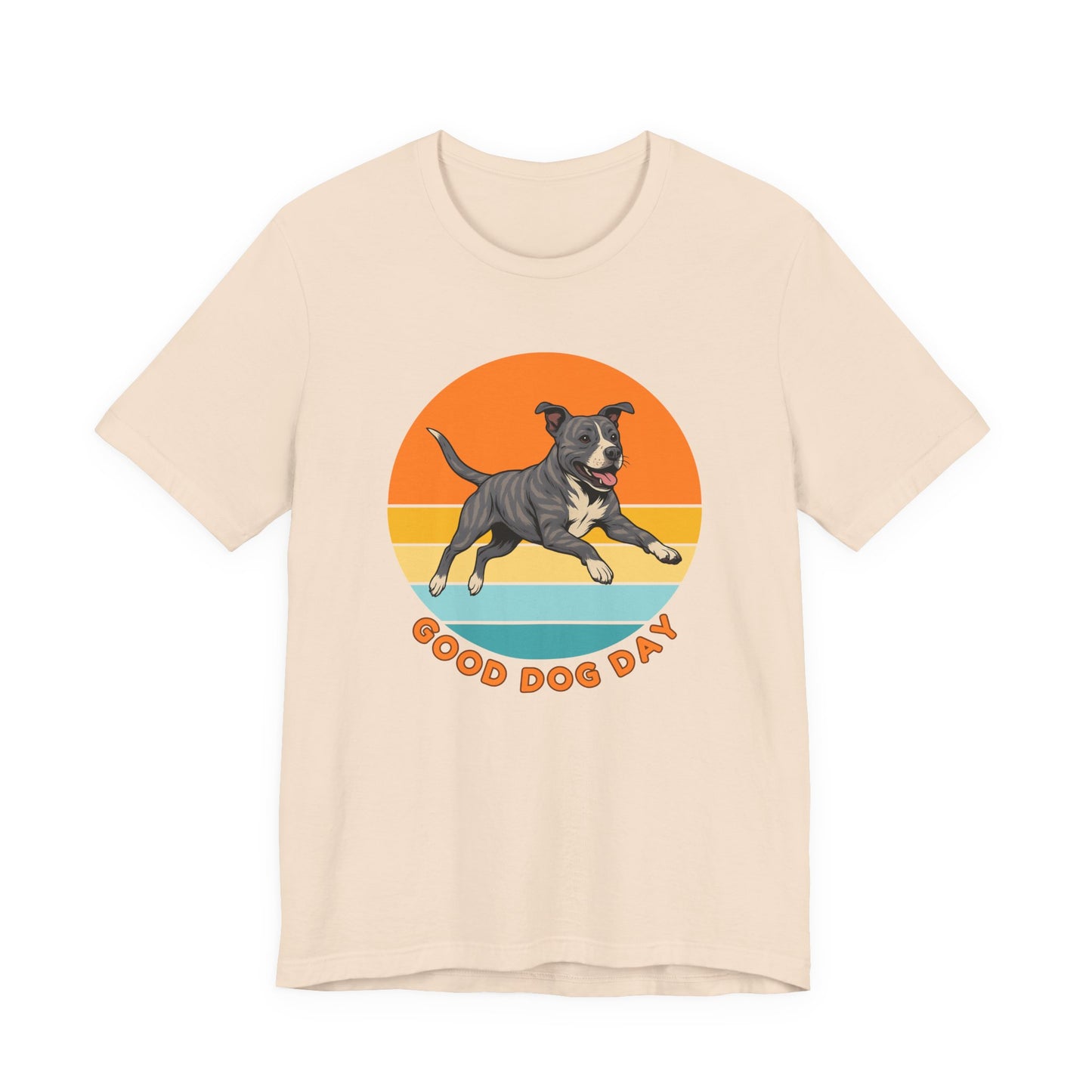 Good Dog Day Pit Bull Shirt – Blue Smoke & Cream – Retro Sunset