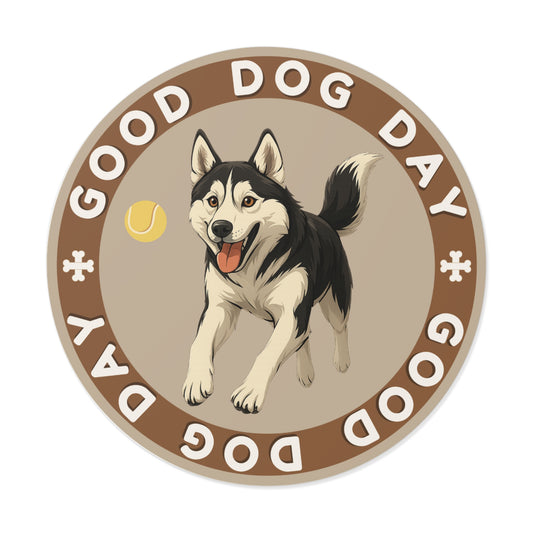 Good Dog Day Husky 3"x3" Sticker – Driftwood & Bark