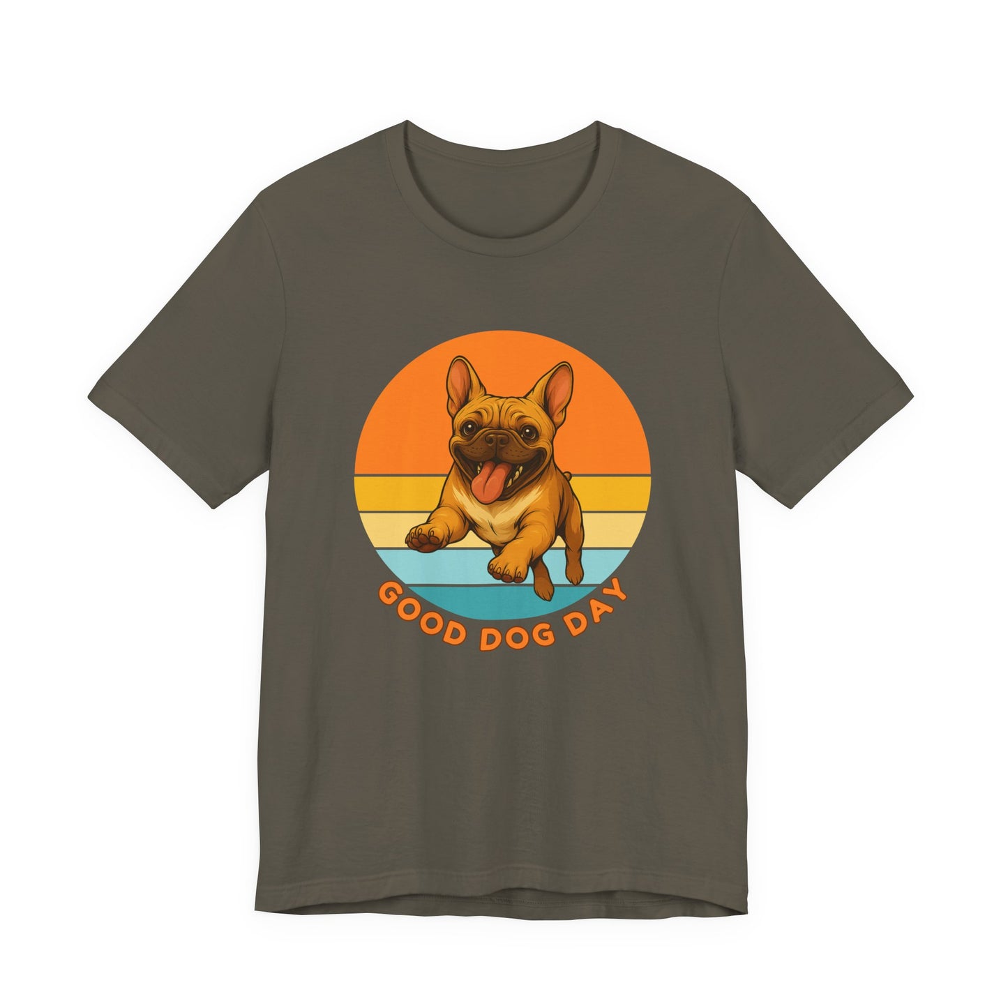 Good Dog Day French Bulldog Shirt – Cream & Clay – Retro Sunset