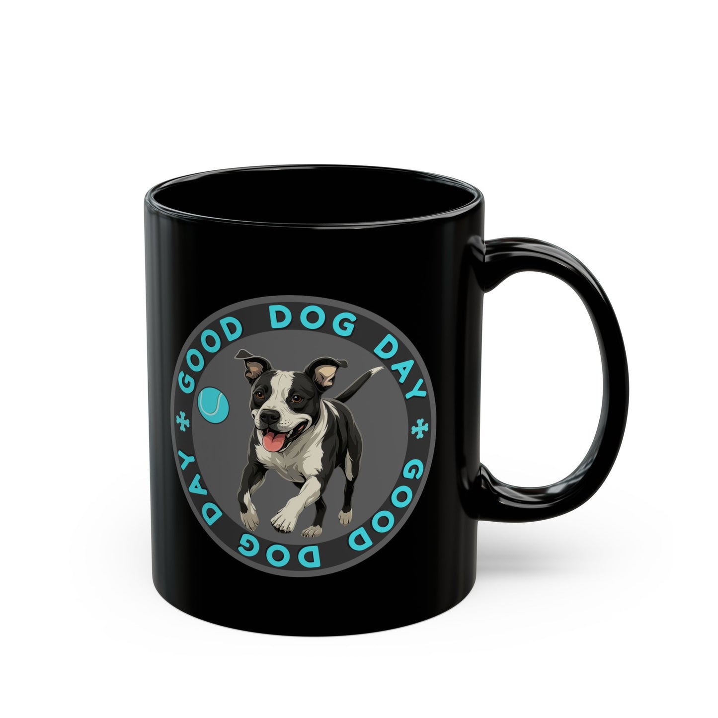 Good Dog Day Pit Bull Black Mug – Dark Mode