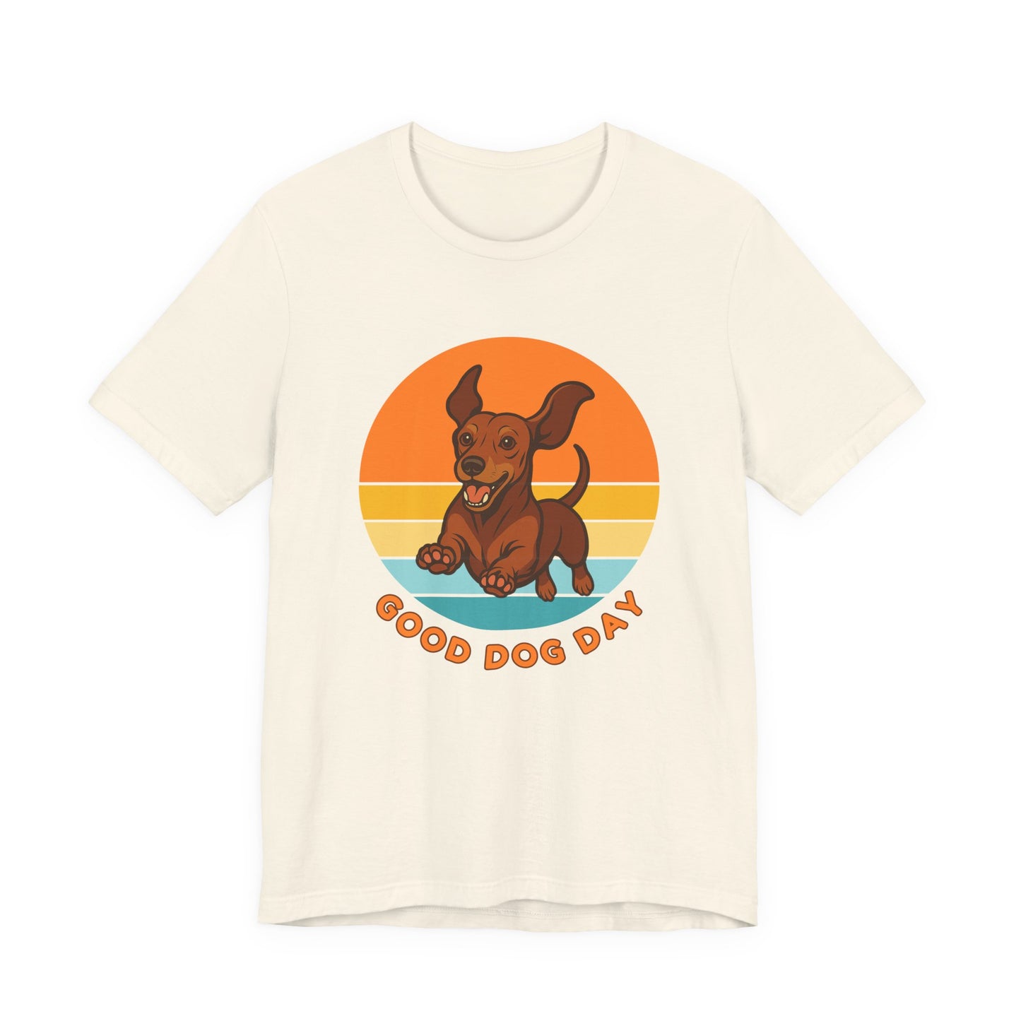 Good Dog Day Dachshund Shirt – Deep Brown & Caramel – Retro Sunset