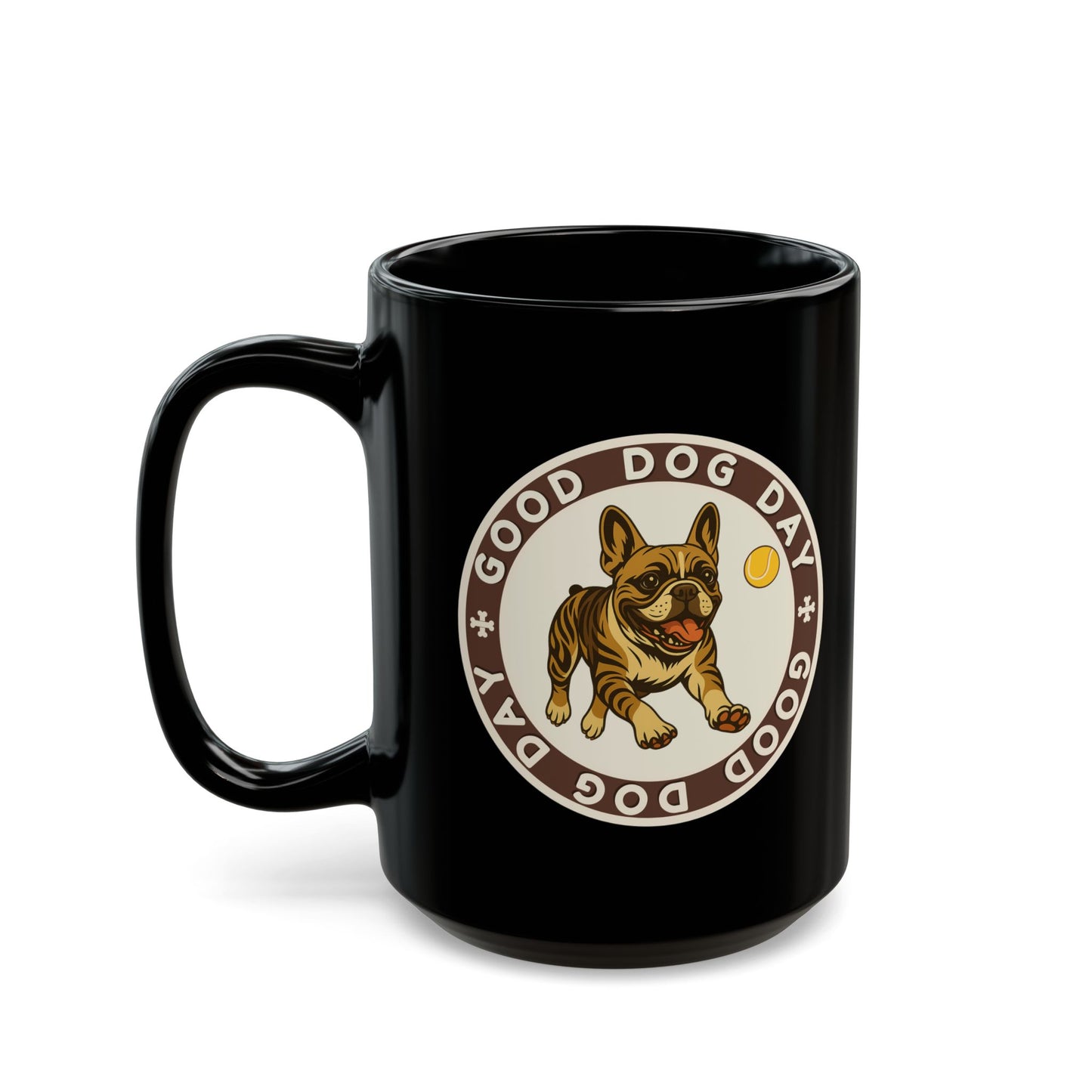 Good Dog Day French Bulldog Black Mug – Brown Sugar & Cream