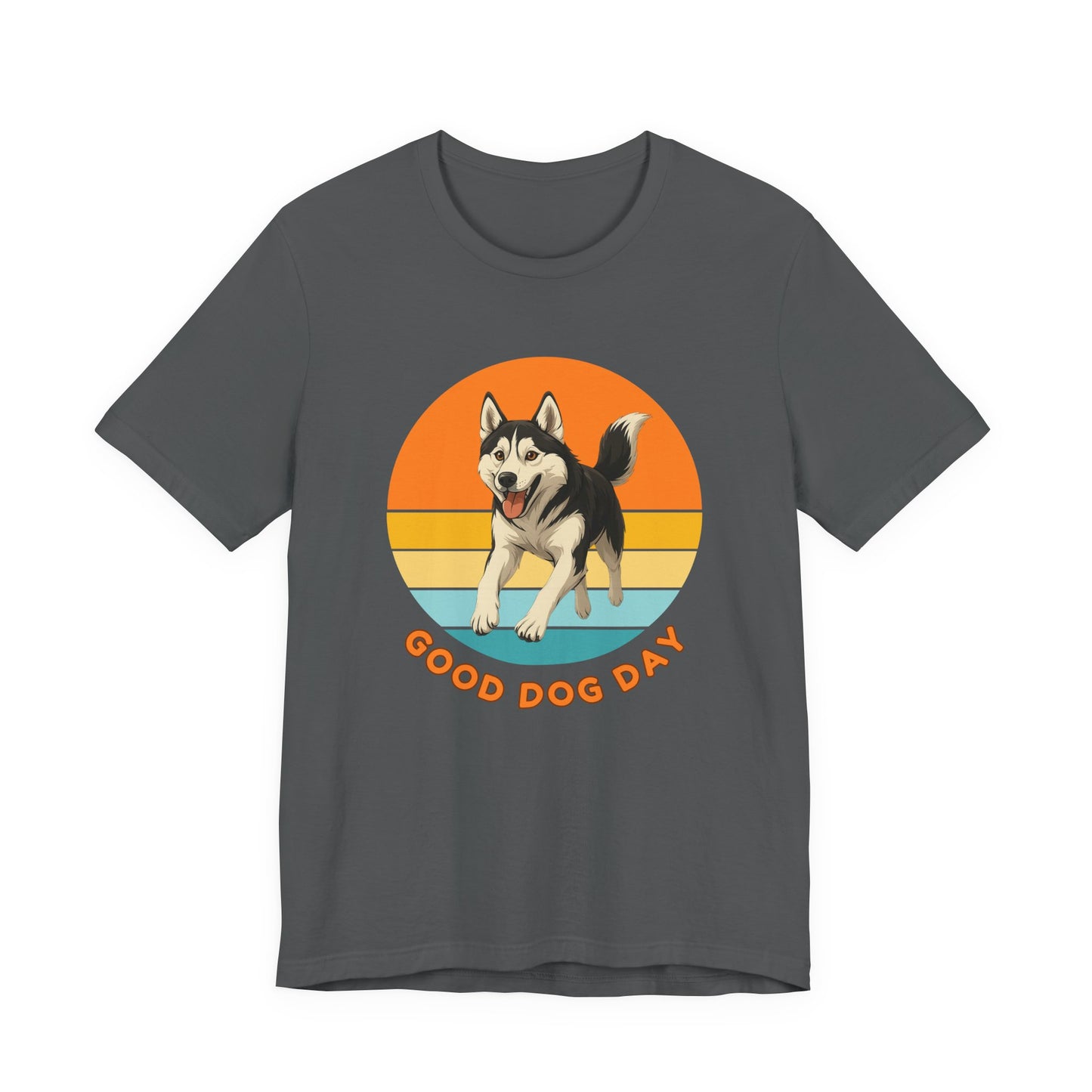 Good Dog Day Husky Shirt – Driftwood & Bark – Retro Sunset
