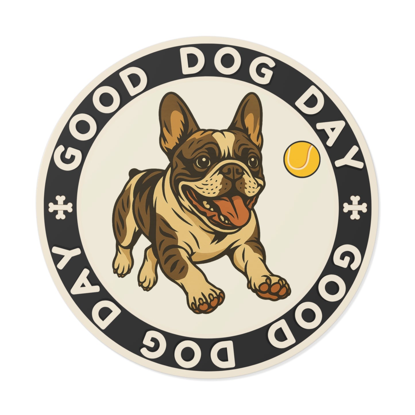 Good Dog Day French Bulldog 3"x3" Sticker – Cream & Charcoal