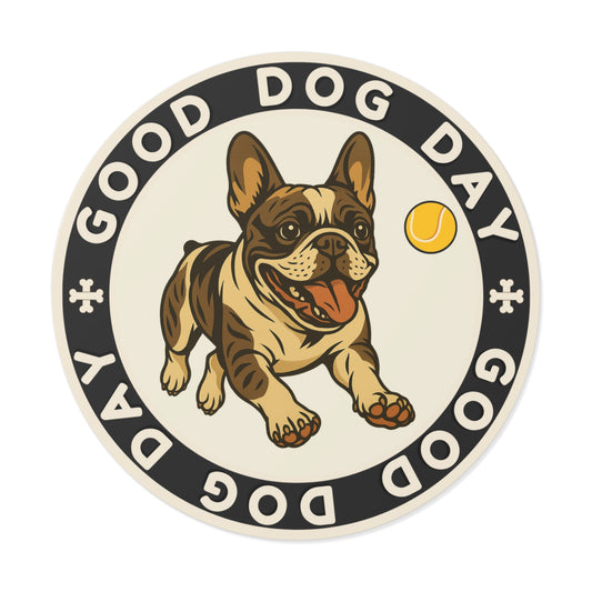 Good Dog Day French Bulldog 3"x3" Sticker – Cream & Charcoal