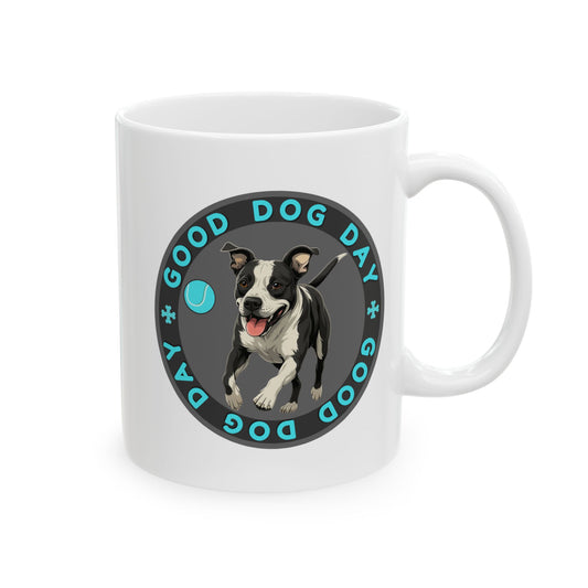 Good Dog Day Pit Bull Mug – Dark Mode