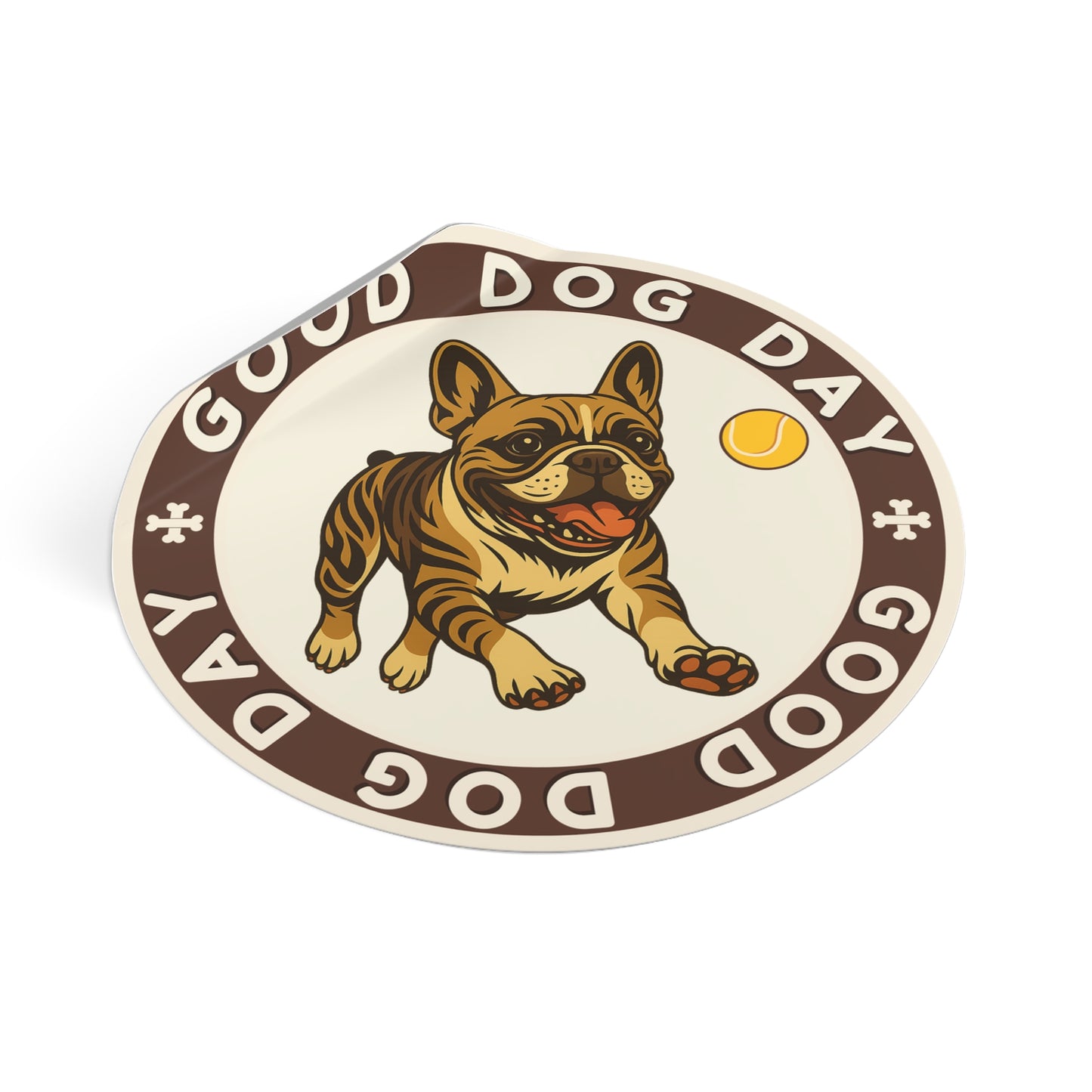 Good Dog Day French Bulldog 3"x3" Sticker– Brown Sugar & Cream