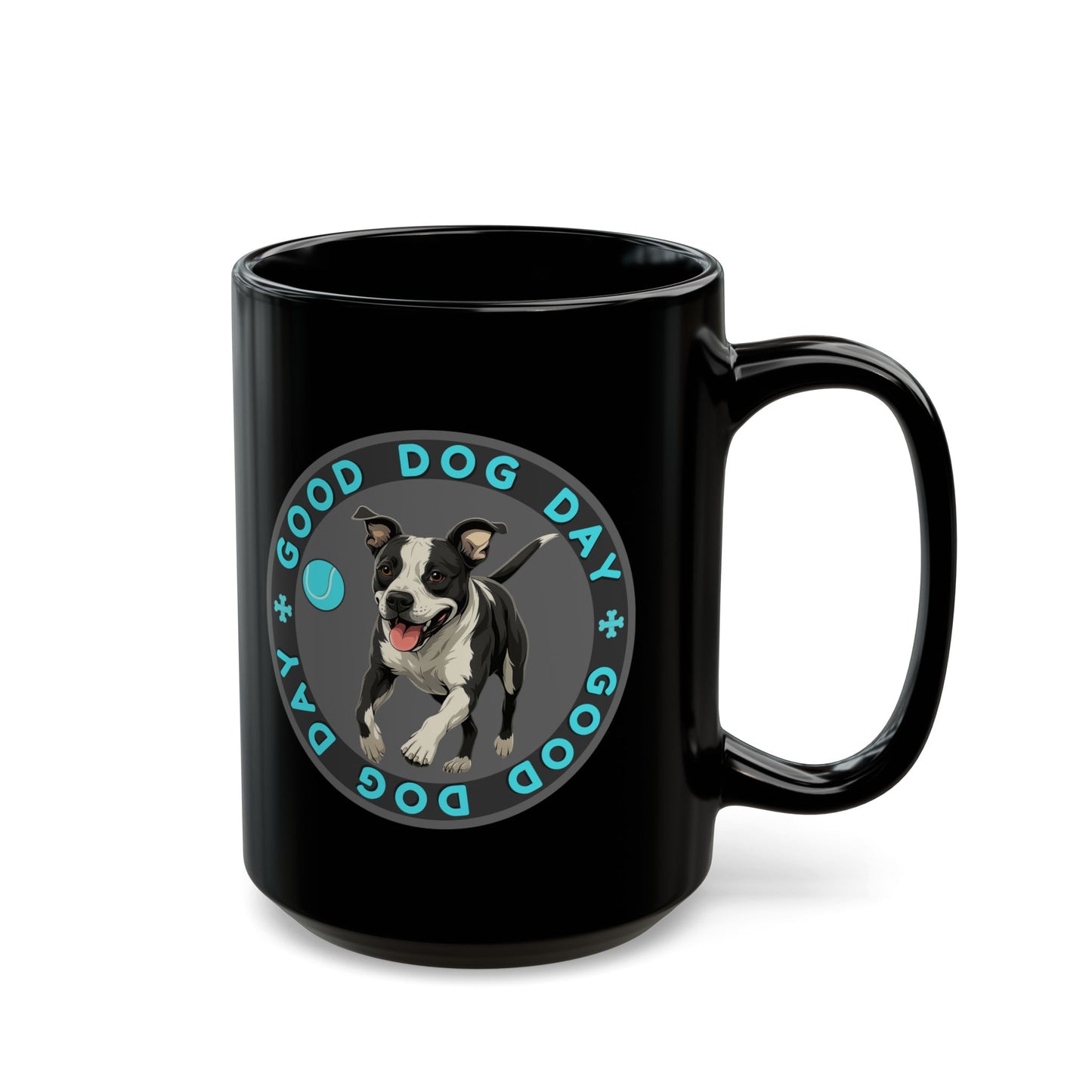 Good Dog Day Pit Bull Black Mug – Dark Mode