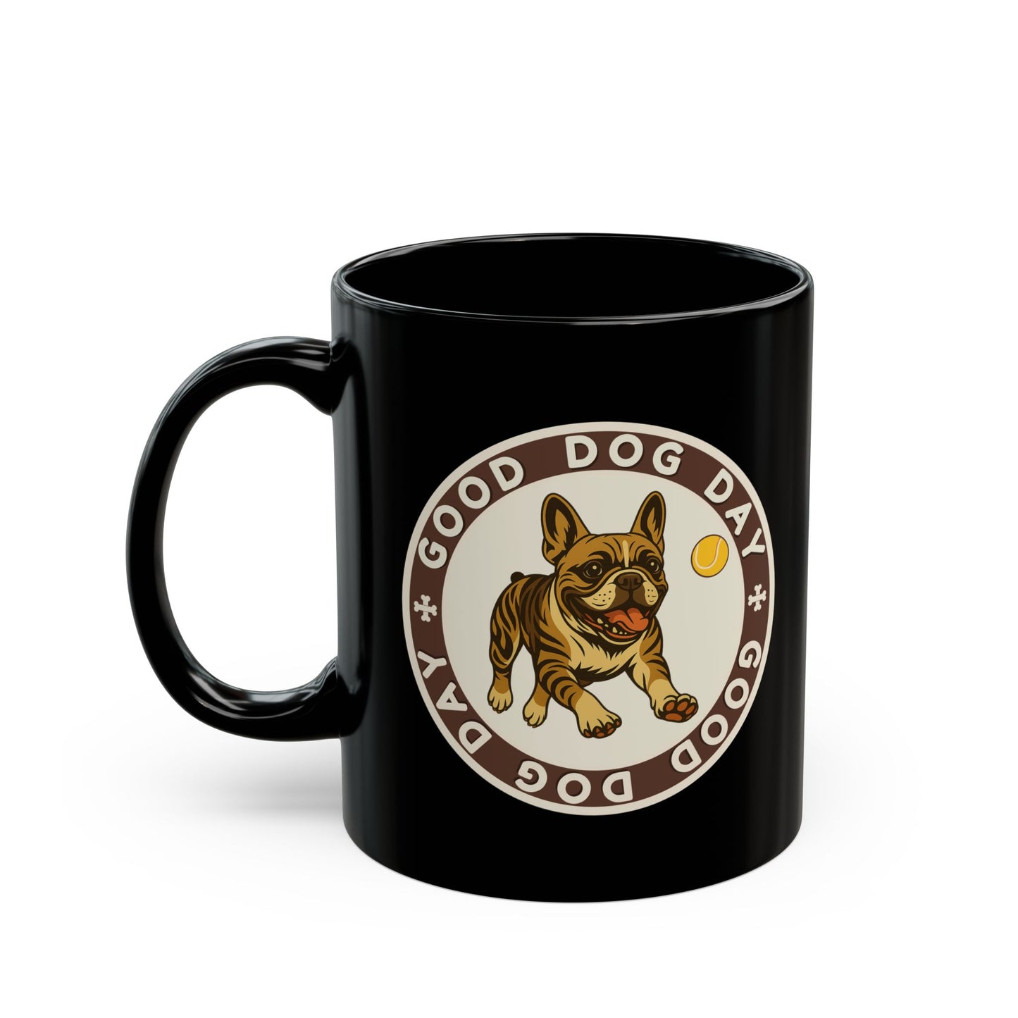Good Dog Day French Bulldog Black Mug – Brown Sugar & Cream