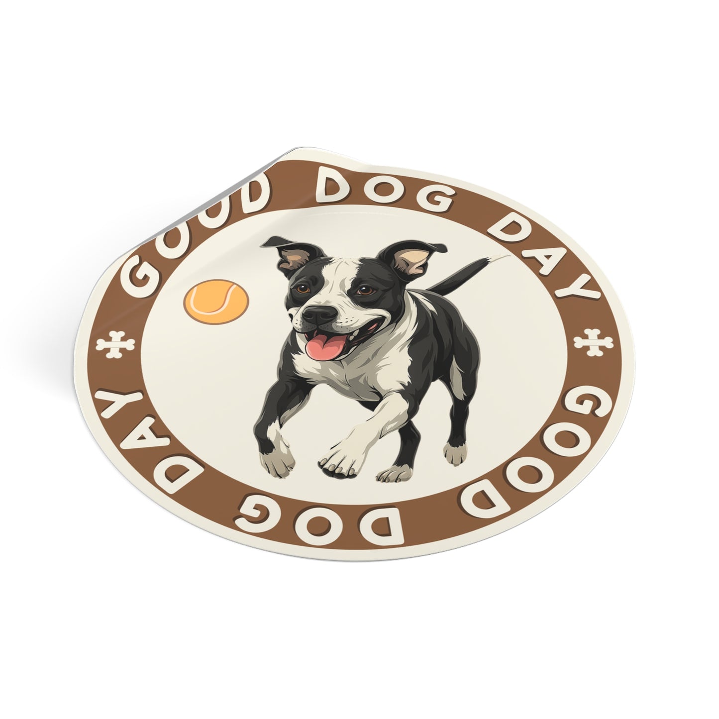 Good Dog Day Pit Bull 3"x3" Sticker – Sandstone & Terra