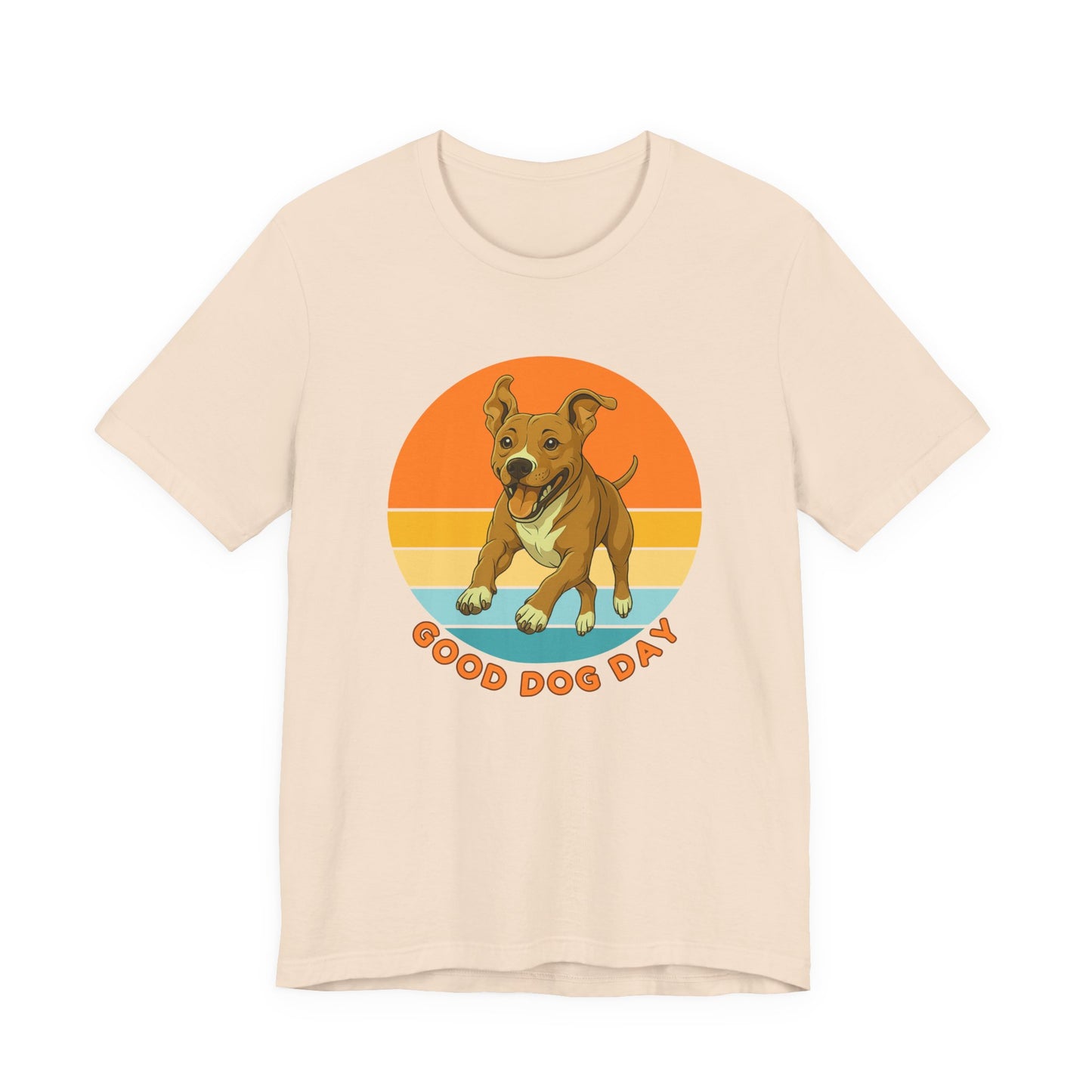 Good Dog Day Pit Bull Shirt – Sandstone & Terra – Retro Sunset