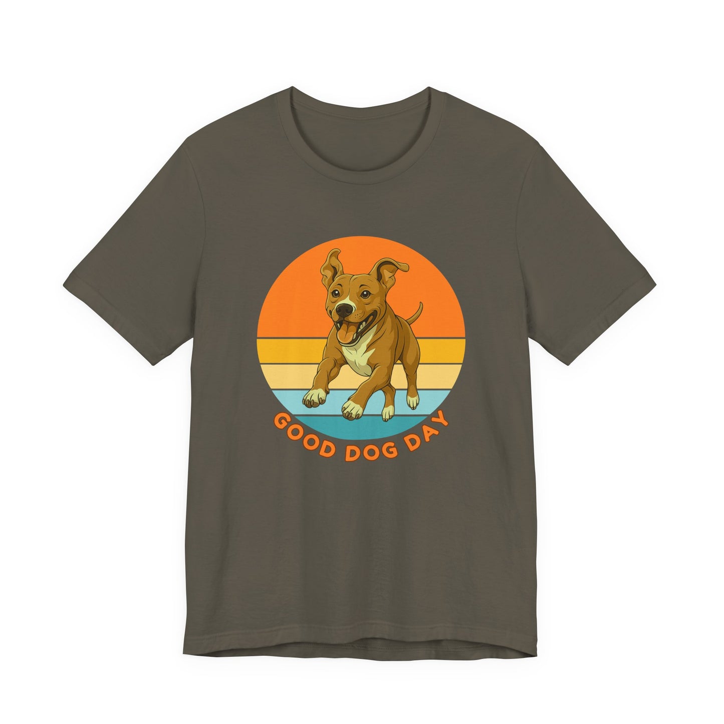 Good Dog Day Pit Bull Shirt – Sandstone & Terra – Retro Sunset