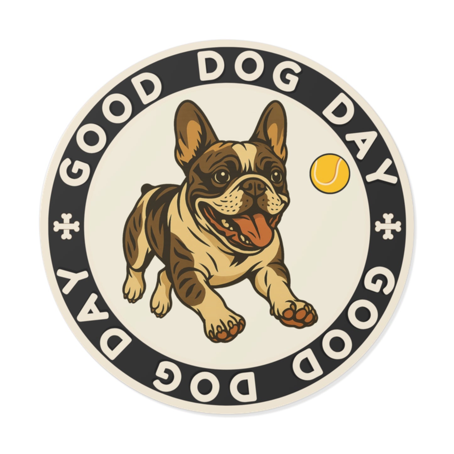 Good Dog Day French Bulldog 2"x2" Sticker – Cream & Charcoal