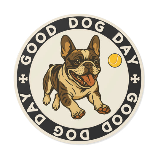 Good Dog Day French Bulldog 2"x2" Sticker – Cream & Charcoal