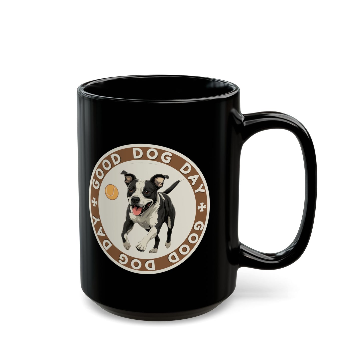 Good Dog Day Pit Bull Black Mug – Sandstone & Terra