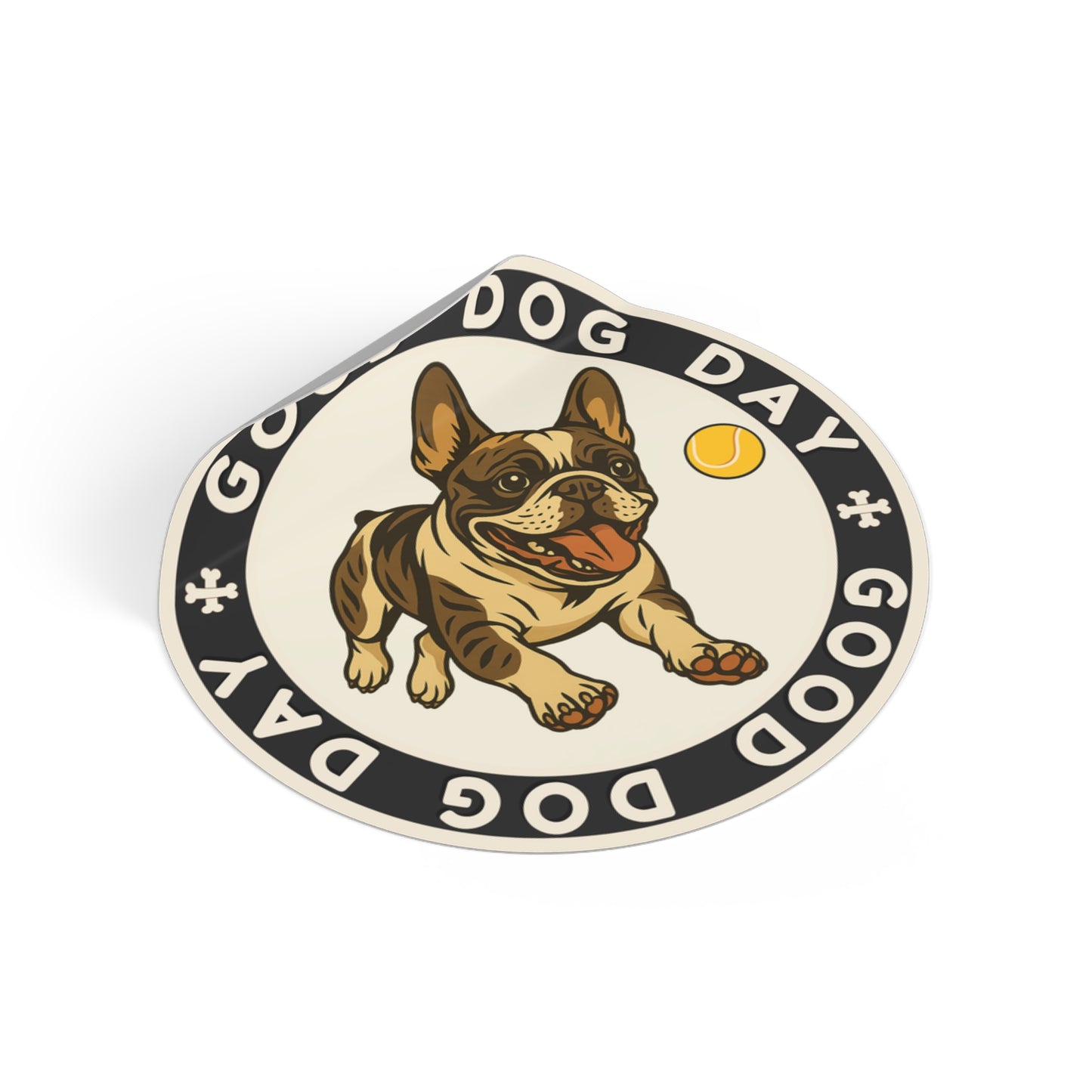 Good Dog Day French Bulldog 2"x2" Sticker – Cream & Charcoal