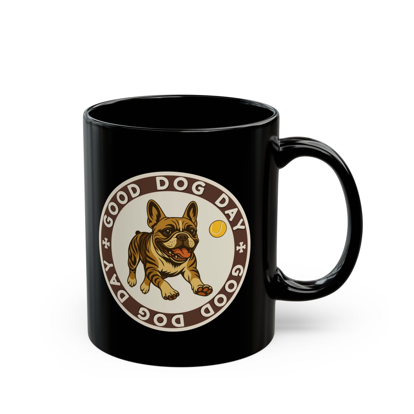 Good Dog Day French Bulldog Black Mug – Brown Sugar & Cream